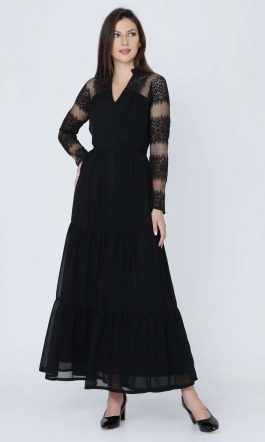 Black Self Design Maxi Dress
