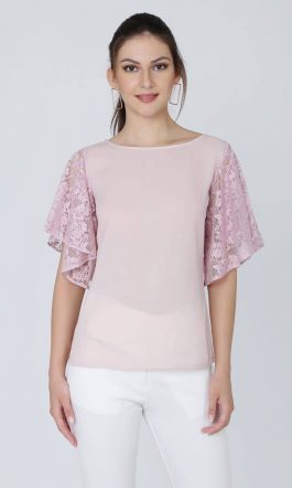 Pink Lace Detail Top