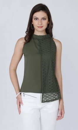 Olive Lace Detail Top