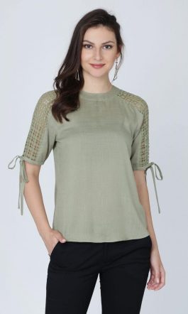 Green Lace Detail Top