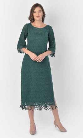 Eavan Green Lace Midi Dress