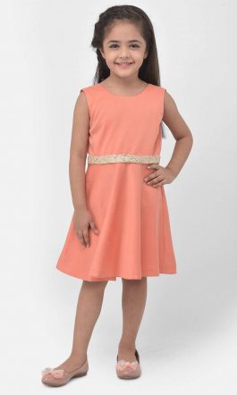 Eavan Girls Peach A-Line Dress