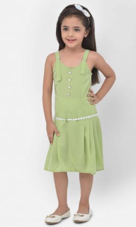 Eavan Girls Green Solid Dress