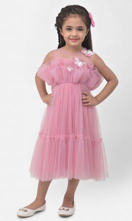 Eavan Girls Pink Fit & Flare Dress