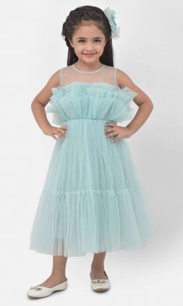 Eavan Girls Turquoise Fit & Flare Dress