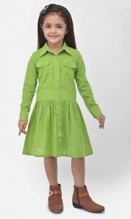 Eavan Girls Green Shirt  Dress