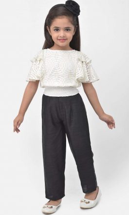 Eavan Girls White Lace Top With Black Trouser