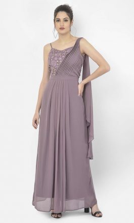Eavan Lavender Embroidered Draped Saree Gown