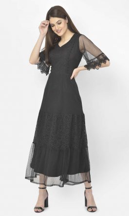 Eavan Black Lace Maxi Dress