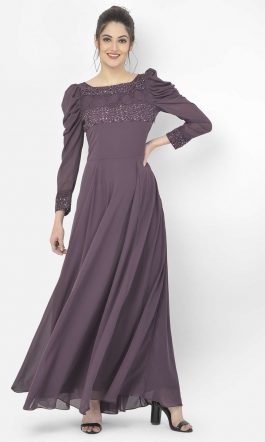Eavan Purple Embroidered Maxi Dress