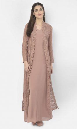 Eavan Rose Gold Maxi Dress with attached Jacket