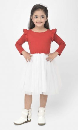 Eavan Girls Red & White Skater Dress