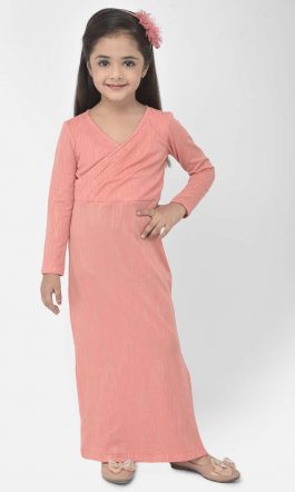 Eavan Girl Pink Wrap Maxi Dress
