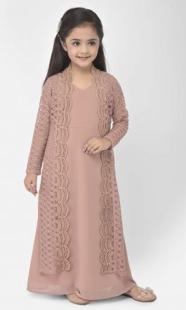 Eavan Girl Rose Gold Maxi Dress with attached Jacket