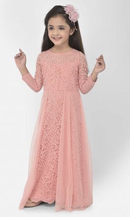 Eavan Girl Pink Lace Maxi Dress