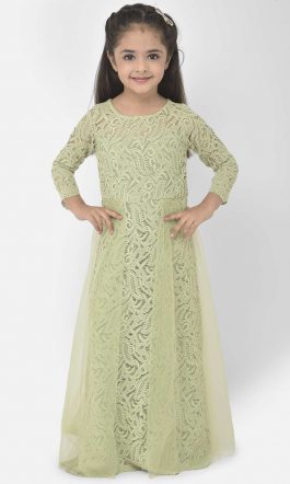 Eavan Girl Light Green Lace Maxi Dress