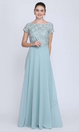 Eavan Mint Blue Embroidered Maxi Dress