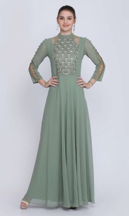 Eavan Green Embroidered Maxi Dress