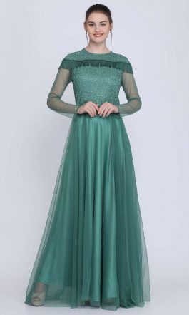 Eavan Green Embroidered Gown