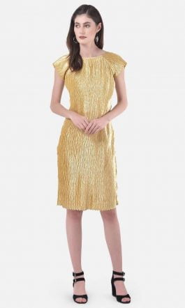 Eavan Yellow Textured Sheath Dress