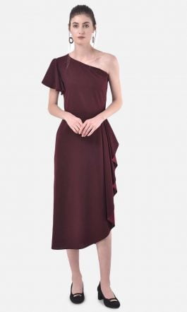 Eavan Burgundy Asymmetrical Dress