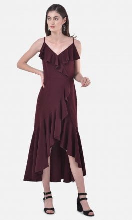 Eavan Burgundy High-Low Dress