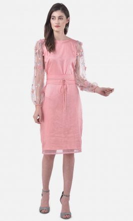 Eavan Pink Embellished Shift Dress