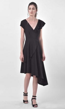 Eavan Black Asymmetrical Dress