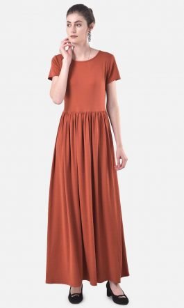Eavan Rust Solid Maxi Dress