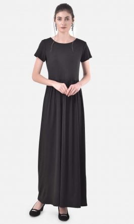 Eavan Black Solid Maxi Dress