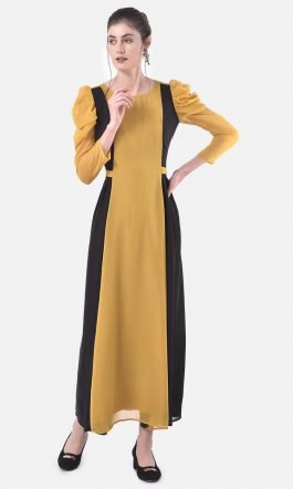 Eavan Mustard & Black A-Line Maxi Dress