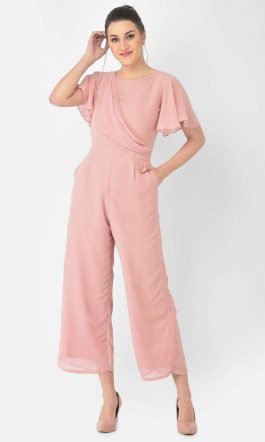 Eavan Pink Draped Solid Jumpsuit