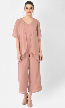 Eavan Rose Gold Jumpsuit with attached Shrug