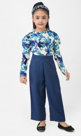 Eavan Girl Blue Printed Jumpsuit