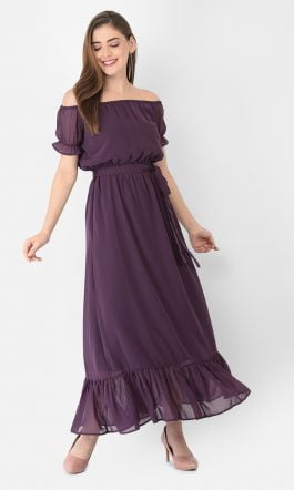 Eavan Purple Tiered Maxi Dress