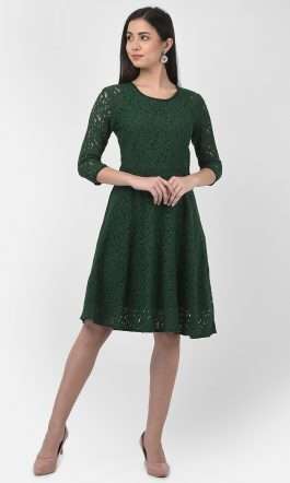 Eavan Green Lace Fit & Flare Dress