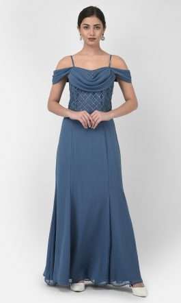 Eavan Blue Embellished Maxi Dress