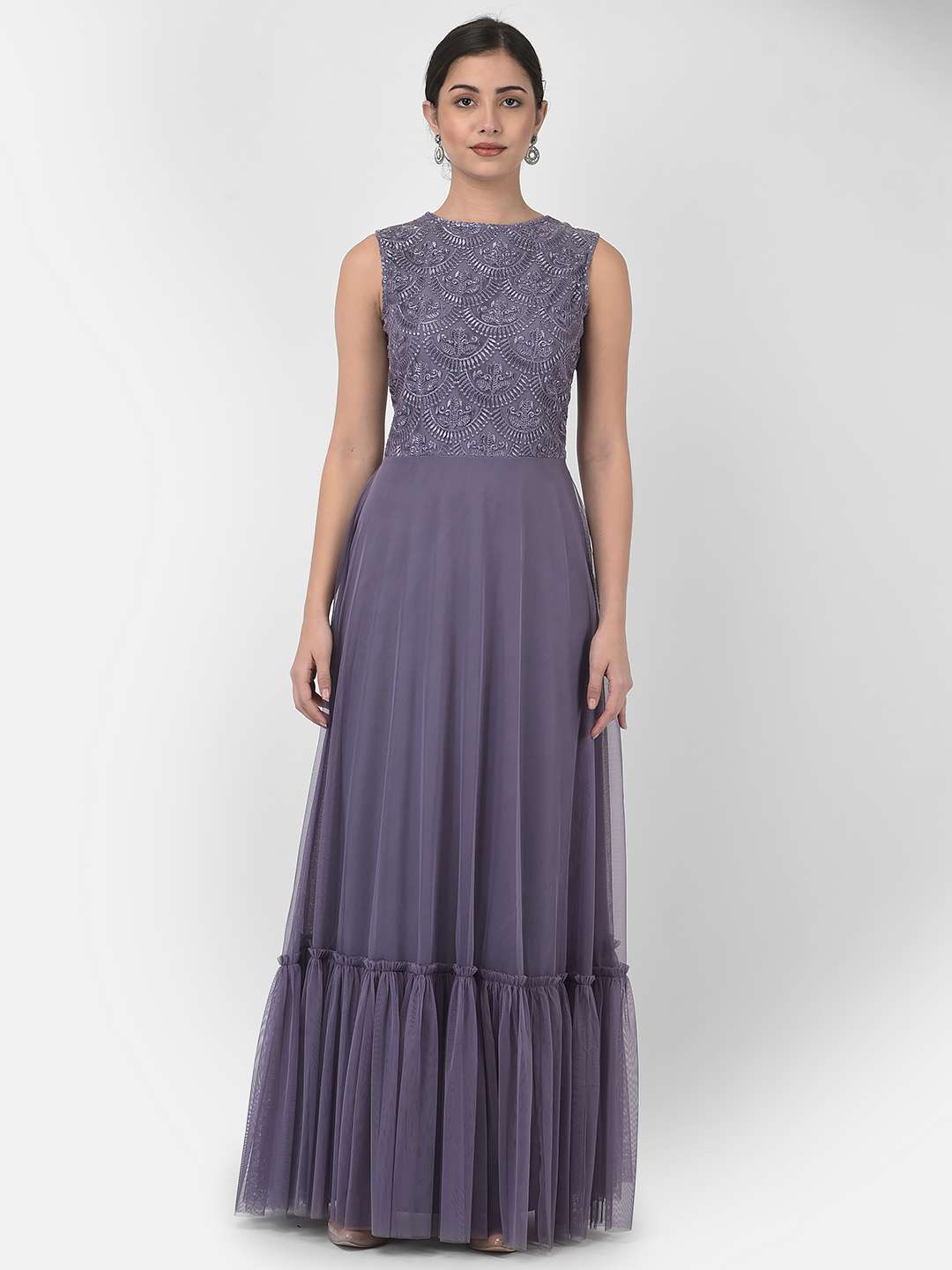Eavan Lavender Embroidered Maxi Dress
